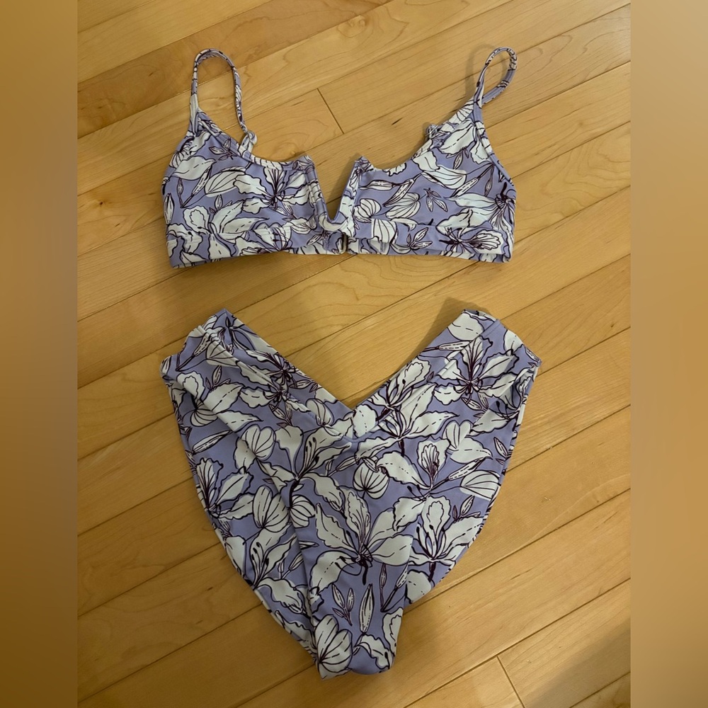 One one swimsuits Floral Purple Bikini Set